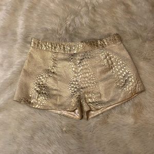 Gold and cream metallic snakeskin shorts